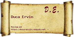 Duca Ervin névjegykártya